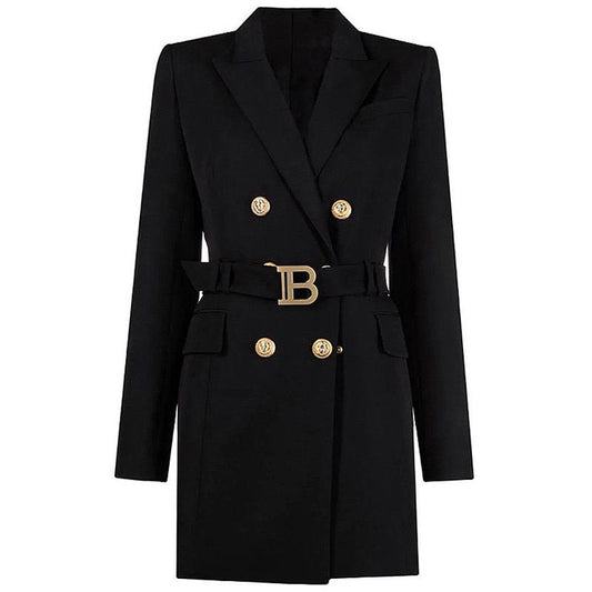 Black Elegance Belted Blazer Dress – Boss Babe Look