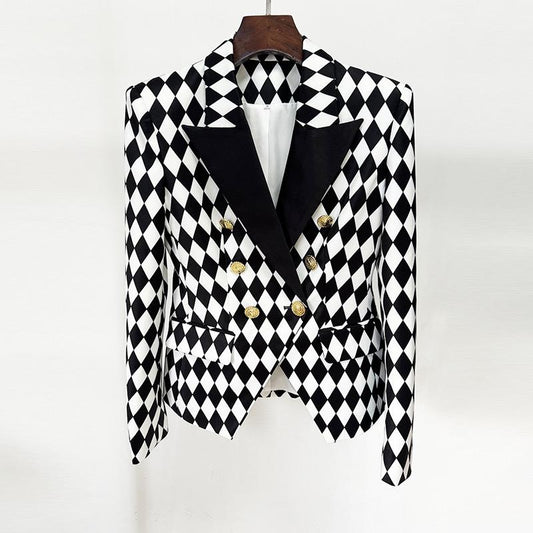 Harlequin Luxe Blazer – Black & White Statement Piece