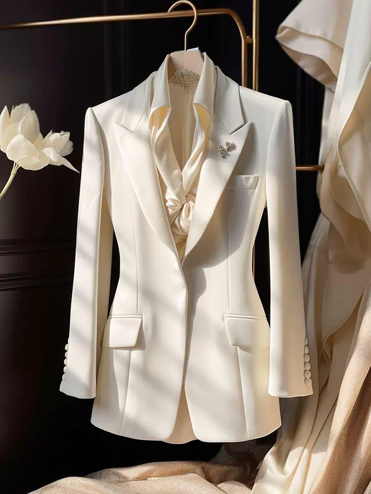 Ivory Glamour Blazer – Luxury & Elegance