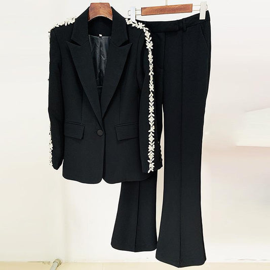 Crystal Embellished Blazer & Pants Set