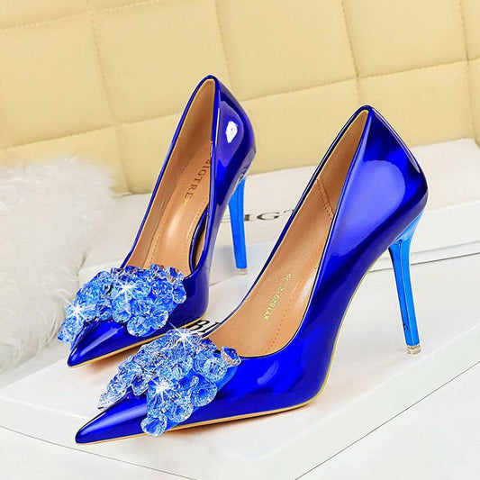 Royal Blue Rhinestone  Sparkling Jewel Tone Heels